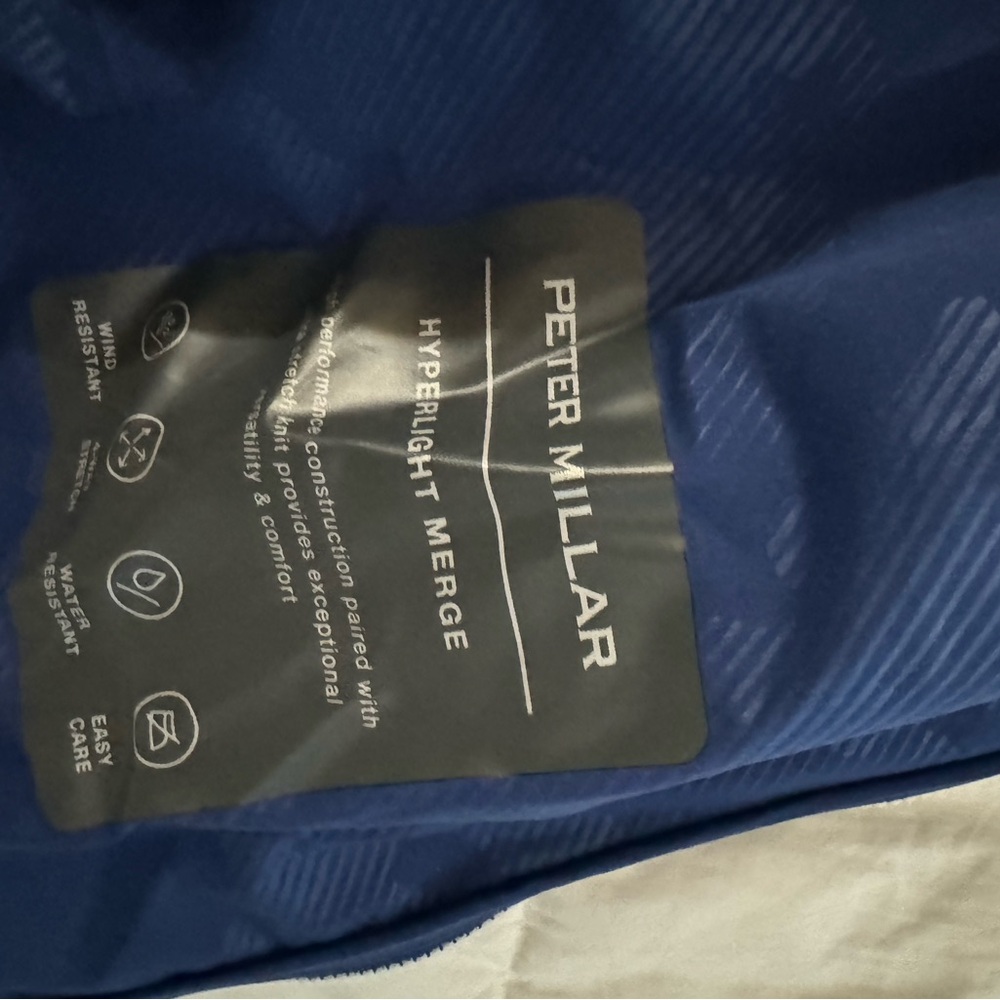 Beautiful blue jacket very lightweight and comfortable.